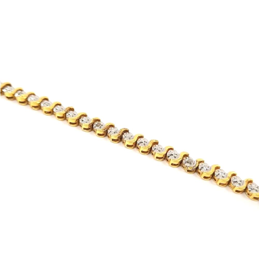 FAS Gold Vermeil 45 x 1.0mm Diamond S-Link Tennis Bracelet - Classic Wave Link
